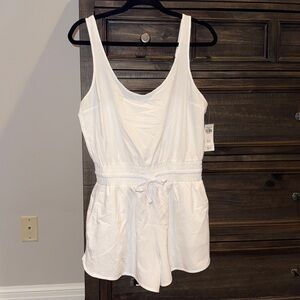 White Sleeveless Active Romper Abercrombie & Fitch